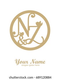 N Z initial wedding decorative logo template