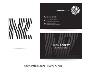 N & Z joint logo waves letter design with business card template