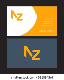 N & Z Letter logo, with Business card template
