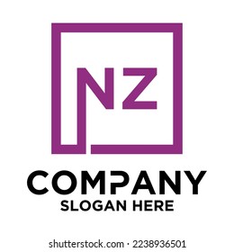 N Z lettering with square design vector template