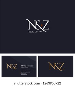 N & Z letters Joint logo icon and Business card vector template.
