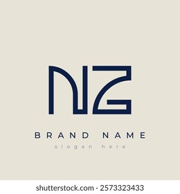 N and Z logo design. NZ abstract Letters Logo Monogram. This logo design is the process of creating a visual symbol that represents a brand, company, or individual.