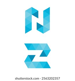 N and Z negative space logo design for technology icon