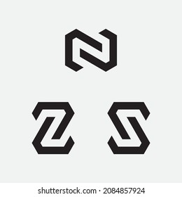 N Z or S letter initial. Monogram design isolated.