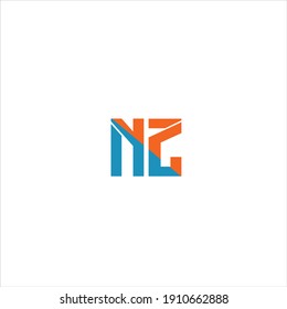 N Z unique abstract letter logo design. nz monogram