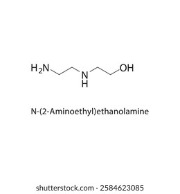 N-(2-Aminoethyl)ethanolamine skeletal structure.Amino alcohol compound schematic illustration. Simple diagram, chemical structure.