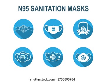 N95 facemask ppe face mask icon set with respiratory face masks 