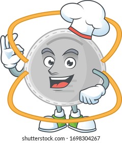 N95 mask cartoon design style proudly wearing white chef hat