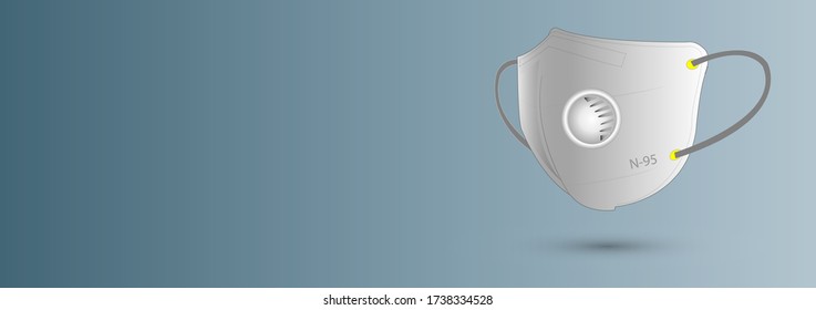 N95 mask isolate on blue background with Copy space. Protection pm 2.5 dust. Medical Doctor mask for protection against pollution, flu and coronavirus (Covid-19).