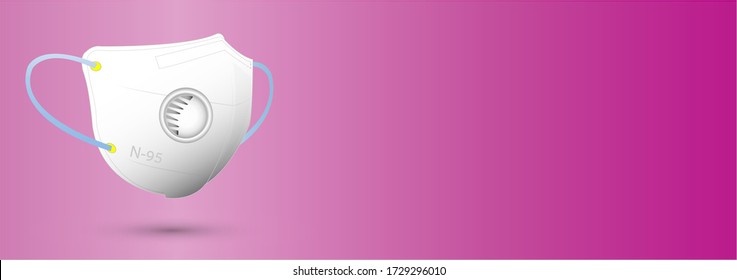 N95 mask isolate on pink background with Copy space. Protection pm 2.5 dust. Medical Doctor mask for protection against pollution, flu and coronavirus (Covid-19).