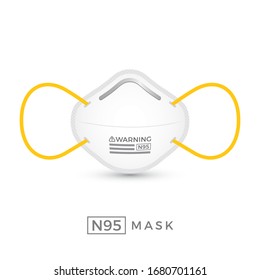 N95 mask isolated on white background : Medical mask for protect virus, dust in the air, PM2.5 