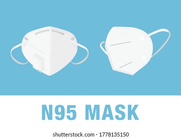 N95 Mask. KF94. KF94. Face Covering, Face Mask Icon, Isolated, Disposable Mask, Virus Protection, Covid-19, Coronavirus Infection, Vector Illustration