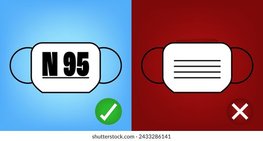 N95 mask. Prevented pollution mask. The concept of air pollution. for poster, banner, web, icon, mascot, background. Vector illustration.