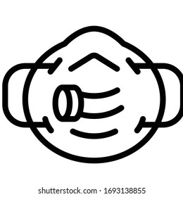 N95 mask vector illustration, line design icon