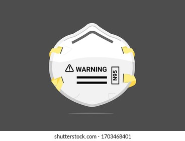 N95 medical mask vectors for filter dust and antivirus isolated on dark background