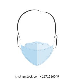 N95 Medical Protection Mask, K94. Respiratory Mask, Safety Face Mask, Hospital Breathing Mask, Virus, Icon Vector Illustration Background