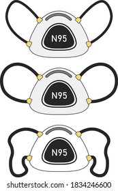 N95 protective mask vector illustration with multiple leash design flat art. EPS10