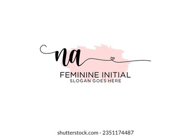 NA beauty monogram and elegant logo design handwriting logo of initial signature, wedding, fashion, floral and botanical with creative template.