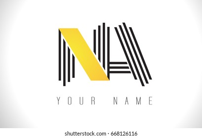 NA Black Lines Letter Logo. Creative Line Letters Design Vector Template.