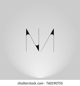 NA Black thin minimalist LOGO Design with Highlight on Gray background.