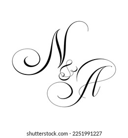 NA Calligraphy Monogram initial letters logo