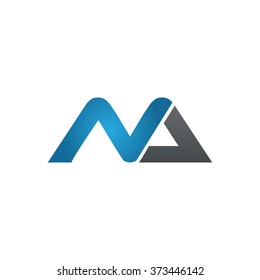 NA company linked letter logo black blue