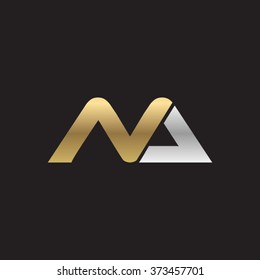 NA company linked letter logo gold silver black background