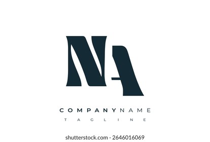 NA Creative Abstract Typography Logo Design. Elegant logo combining bold typography and creative shapes, ideal for branding and identity solutions.