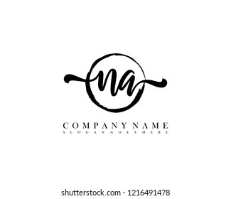 NA initial handwriting logo circle template vector