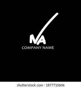 NA initial handwritten calligraphy, for monogram and logo.