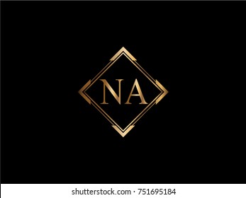 NA initial letter diamond shape golden logo