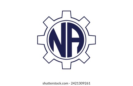 NA initial letter mechanical circle logo design vector template. industrial, engineering, servicing, word mark, letter mark, monogram, construction, business, company, corporate, commercial, geometric