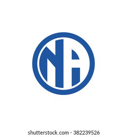 NA initial letters circle business logo blue