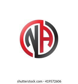 NA initial letters looping linked circle logo red black