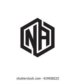 NA initial letters looping linked hexagon monogram logo