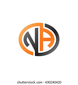 NA initial letters looping linked ellipse logo orange black