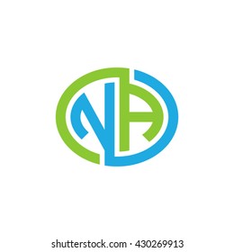 NA initial letters looping linked ellipse logo blue green