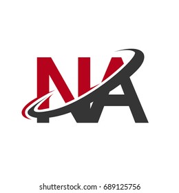 NA initial logo company name colored red and black swoosh design, isolated on white background. vector logo for business and company identity.