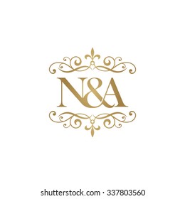 N&A Initial logo. Ornament ampersand monogram golden logo