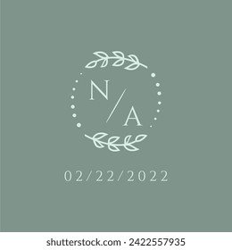 NA initial modern monogram wedding with creative circle line