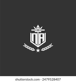 NA initial monogram brand logo design for crown vector image