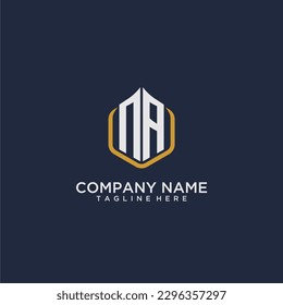 NA initial monogram building logo for real estate with creative polygon style design