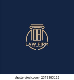 NA initial monogram for law firm with creative circle line