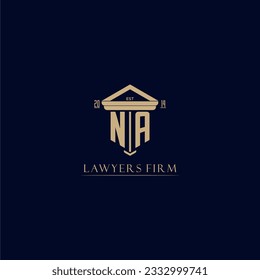 NA initial monogram lawfirm logo with pillar design