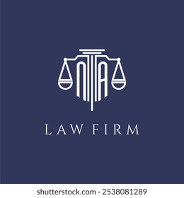 NA initial monogram for lawfirm logo with scales vector image