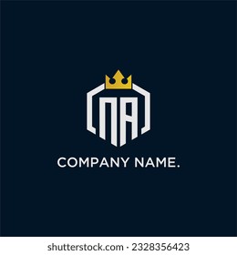 NA initial monogram logo design for hexagon style  crown elegant image