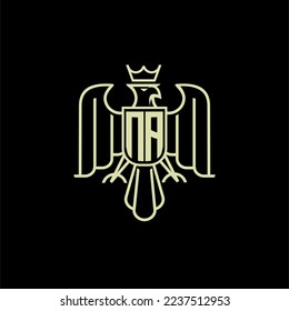 NA initial monogram logo for eagle  crown image vector design