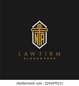 NA initial monogram logo for lawfirm with pillar in creative polygon design