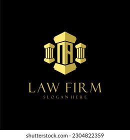 NA initial monogram logo for lawfirm with pillar design