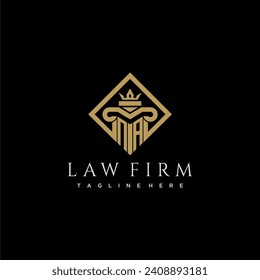 NA initial monogram logo for lawfirm with pillar in creative square design